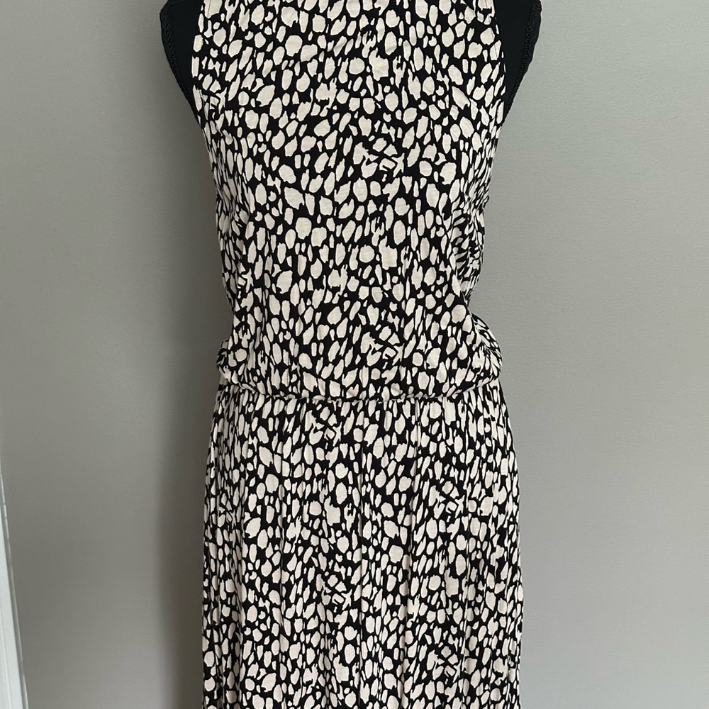 Black and White Halter Sheath Midi Dress
